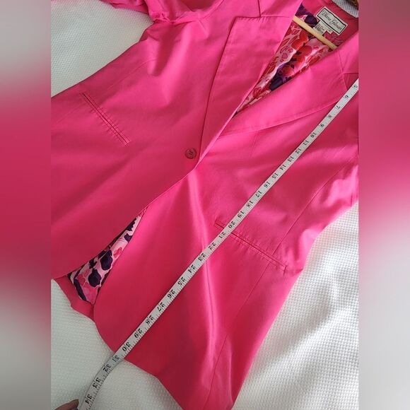 Diane Gilman Silk Pink Blazer Classic Notched Lapel - Picture 6 of 8